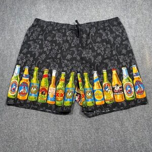 Big Dogs Mens 3X Swim Trunks Shorts Board Shorts Beer Bottles Pattern Black